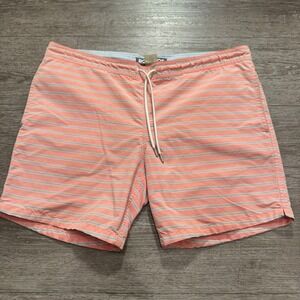 BONOBOS Swim Trunks Mens Small Pink Striped‎ Drawstring 7" Beach Pool Mesh Lined